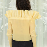 Graphic Pleats Blouse (Yellow)