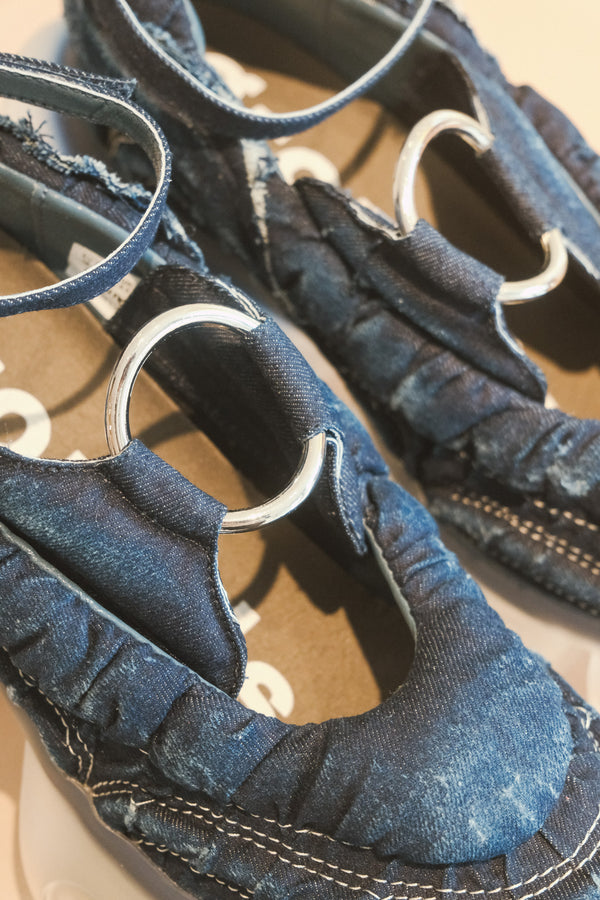 Loopie Donuts Ankle Strap Sneaker (Indigo Denim/Clear)