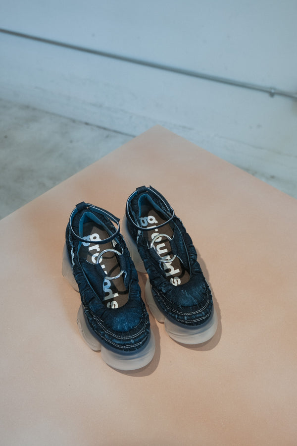 Loopie Donuts Ankle Strap Sneaker (Indigo Denim/Clear)