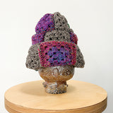 09 Crochet Granny Beanie (Brown/Purple)