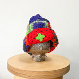 07 Crochet Granny Beanie (Red/Purple)