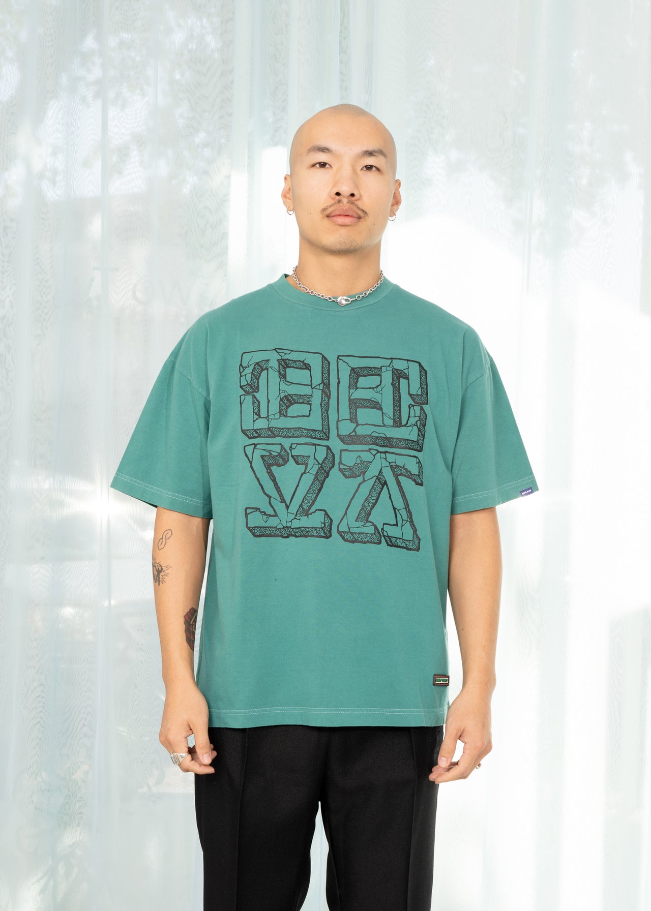 Cracked T Shirt (Overdyed Verdigris/Green)