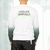 Ornate LS T Shirt (White/Dip Dyed)