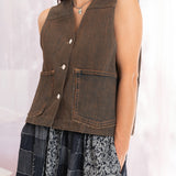 Cangaço Upcycled Denim Vest (Brown)