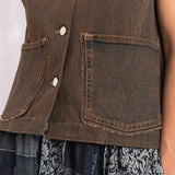 Cangaço Upcycled Denim Vest (Brown)