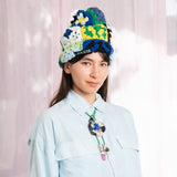 28 Crochet Granny Beanie (Blue/Yellow)