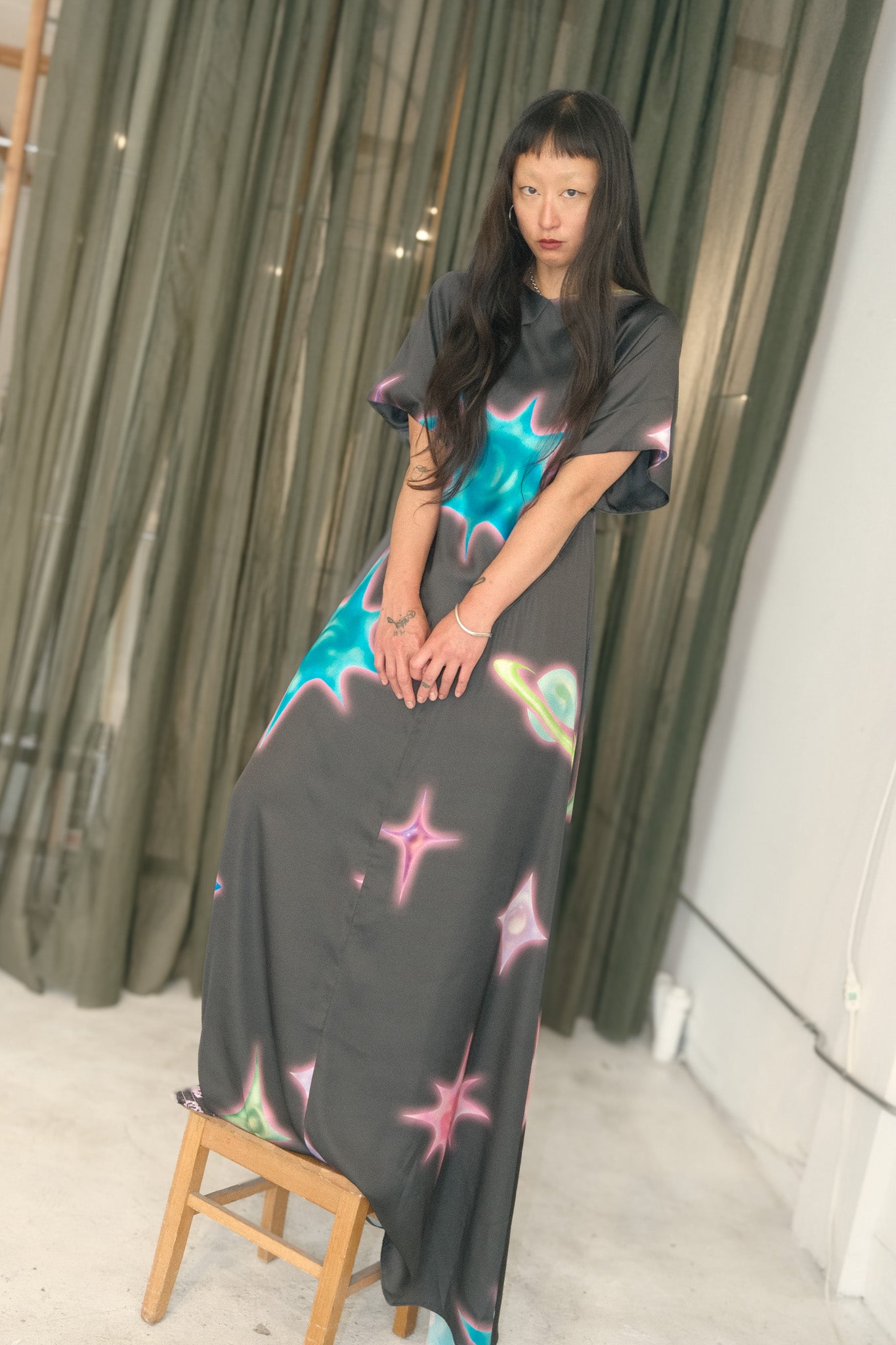 Galaxy Diamond Bias Cut Dress (Galaxy)
