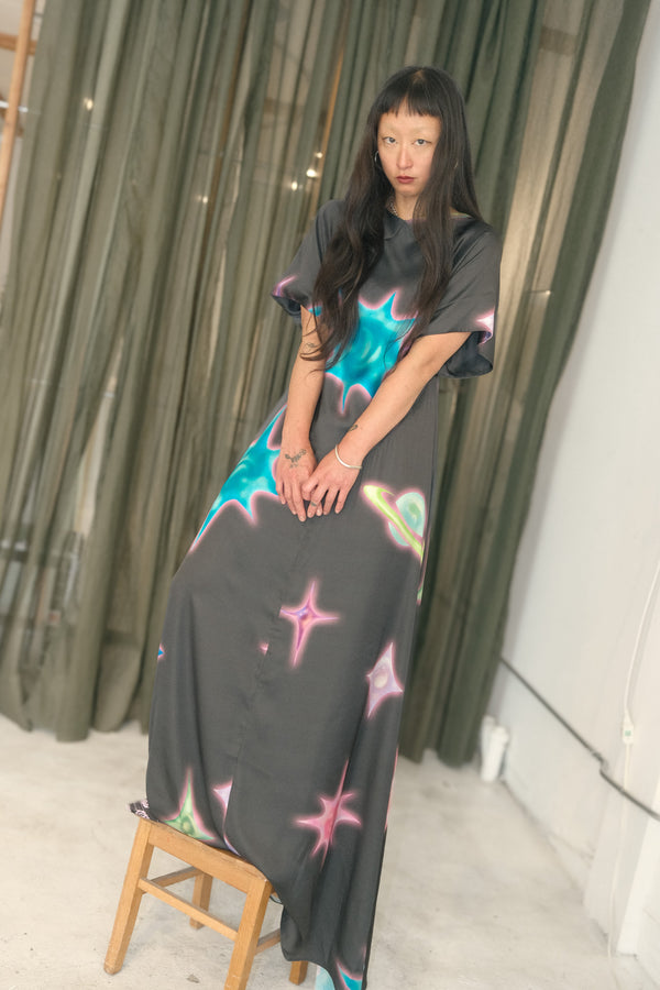 Galaxy Diamond Bias Cut Dress (Galaxy)