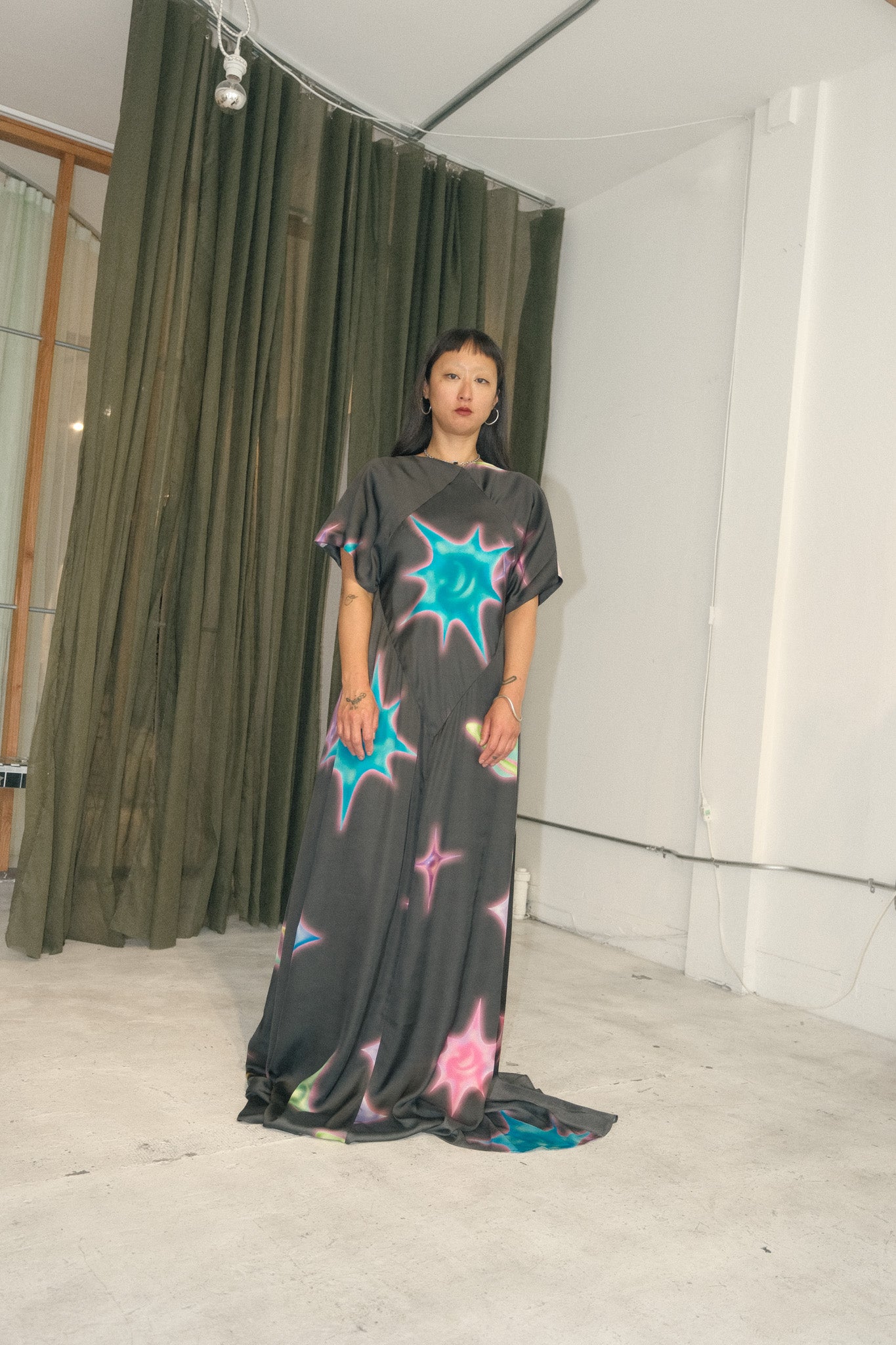 Galaxy Diamond Bias Cut Dress (Galaxy)