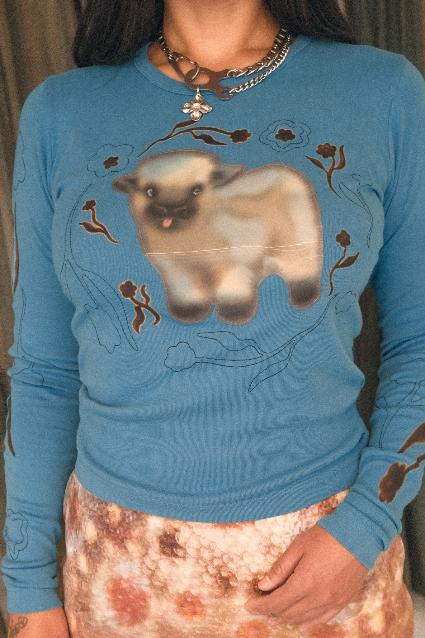 Baby Calf Embroidered LS (Blue)