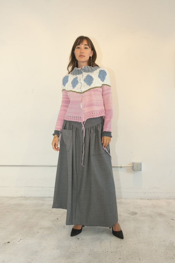 Zip Up Knit (Pink/White)