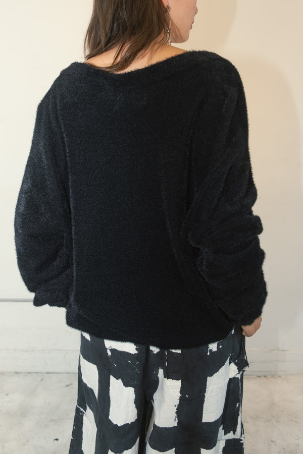 Fuzz Mohair Cardigan (Black)