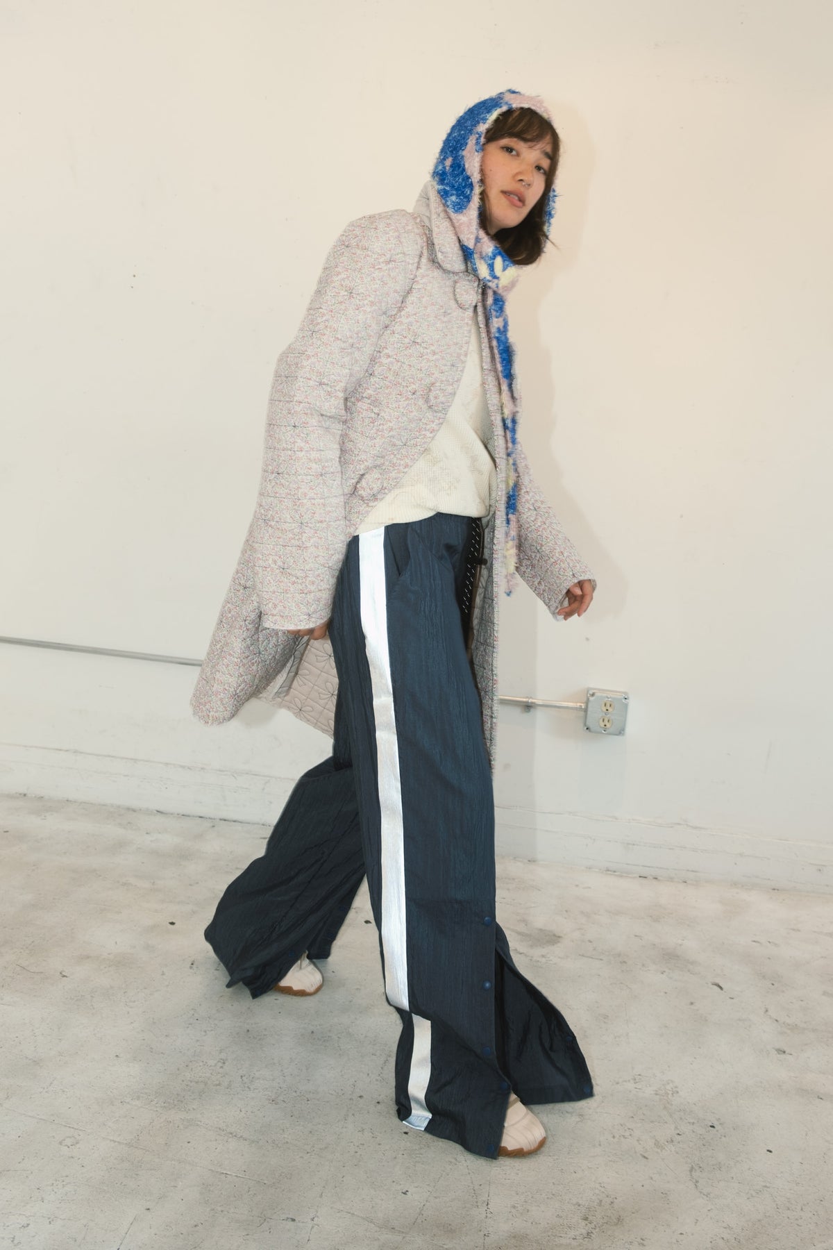 Silk Nylon Split Track Pant (Raindrop)