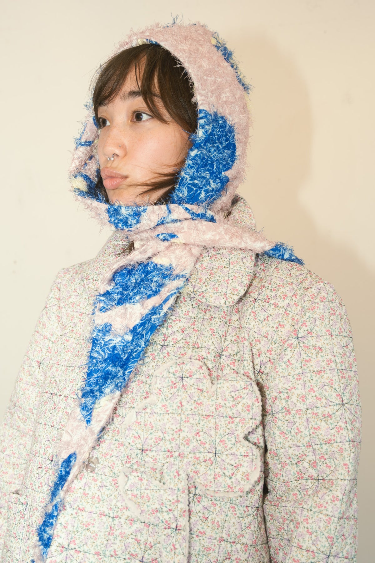 Grete Furry Headpiece in Blush Ingrid