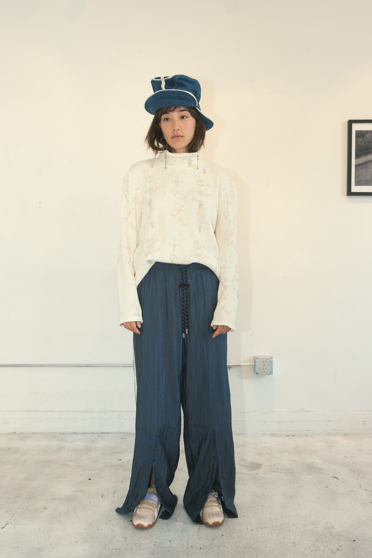 Silk Nylon Split Track Pant (Raindrop)