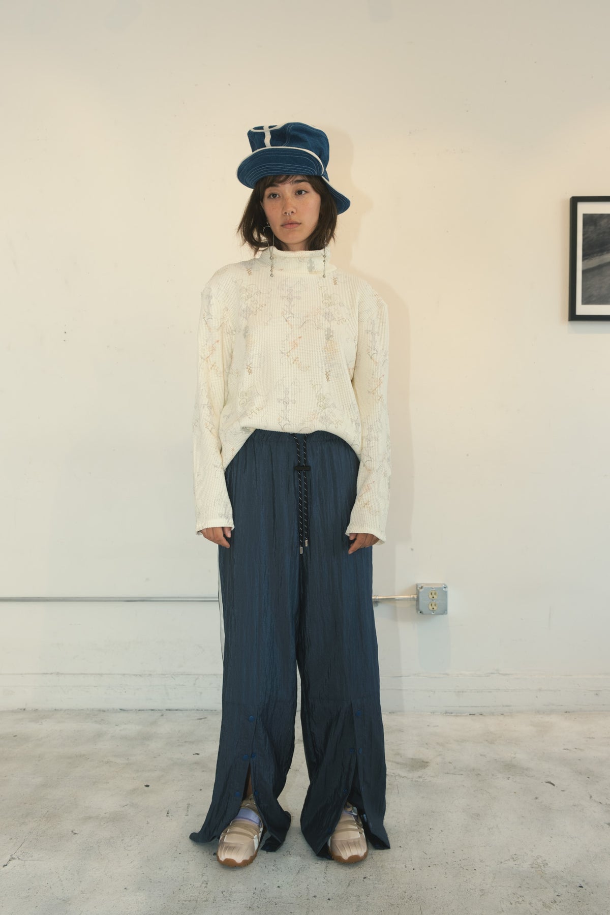 Silk Nylon Split Track Pant (Raindrop)