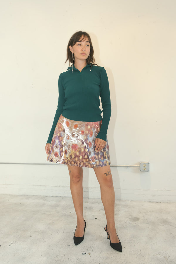 Fish Skin Printed Lenticular Mini Skirt (Orange Trout)