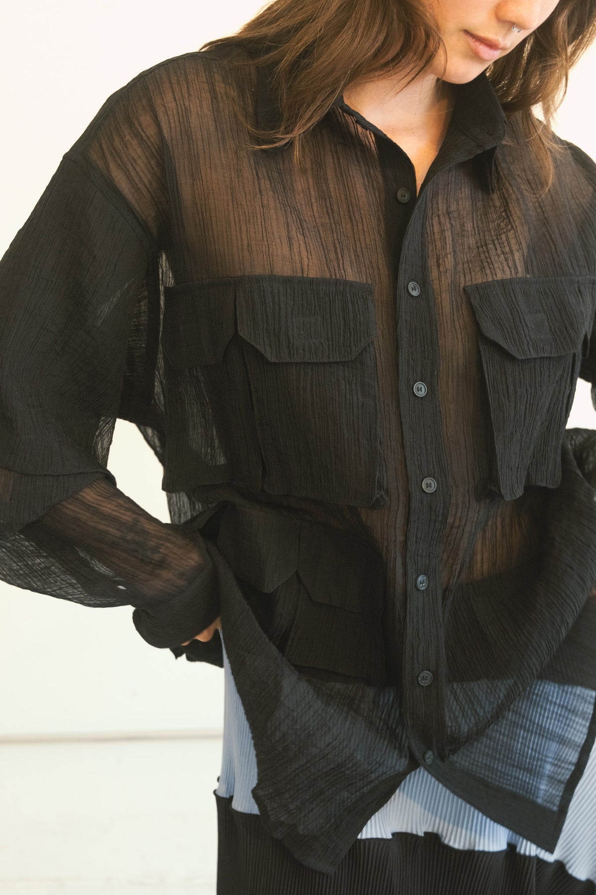 Crinkled Sprint Button Up (Onyx)
