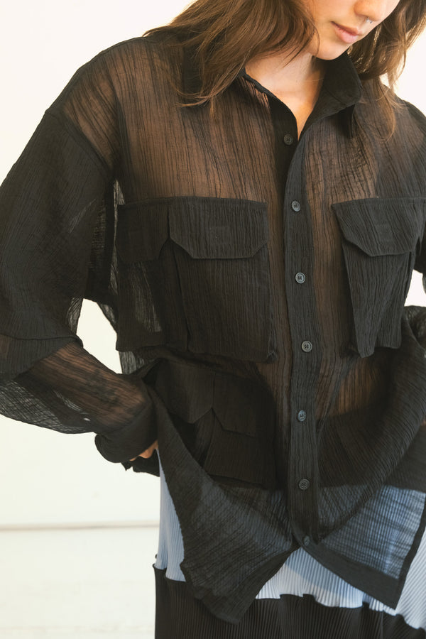 Crinkled Sprint Button Up (Onyx)