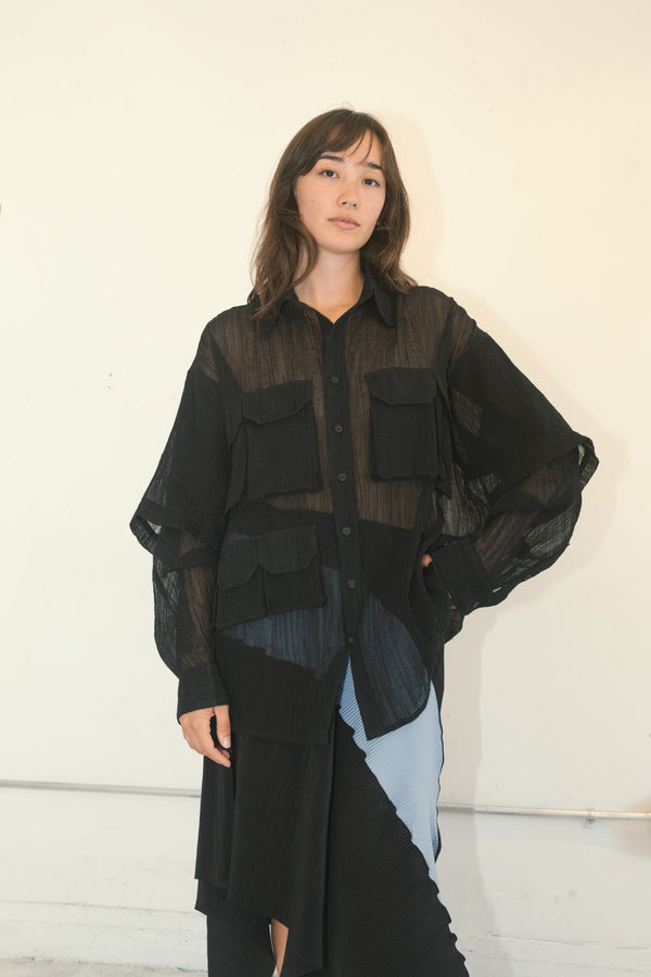 Crinkled Sprint Button Up (Onyx)