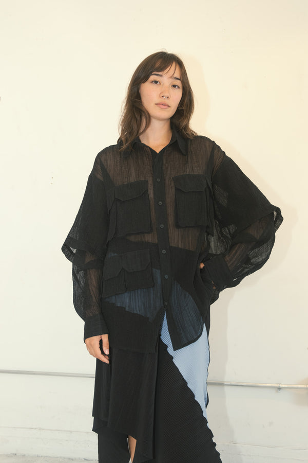 Crinkled Sprint Button Up (Onyx)