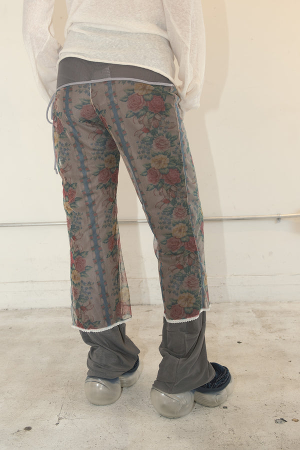 Double Layered Mesh Floral Trousers