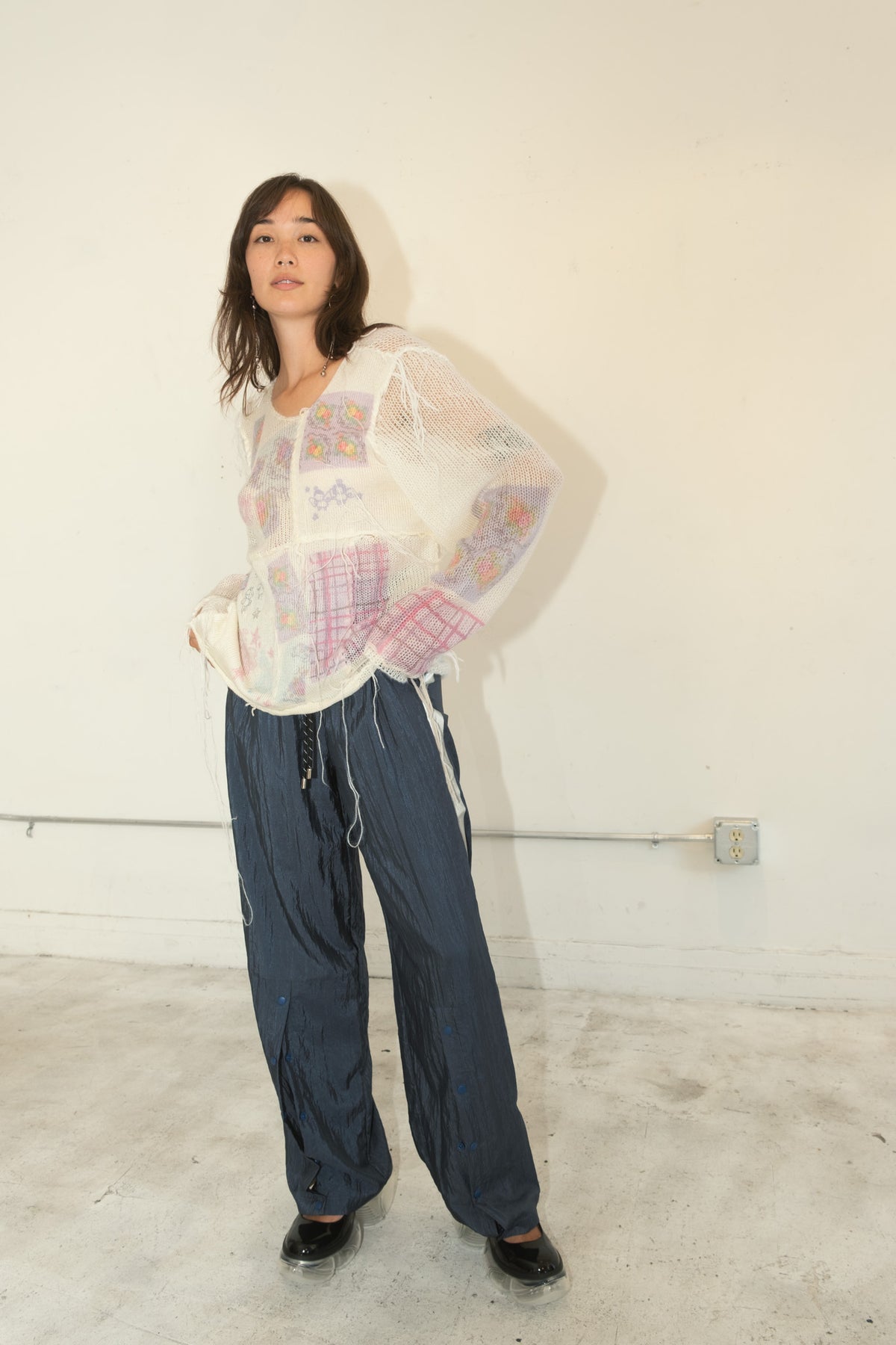 Silk Nylon Split Track Pant (Raindrop)