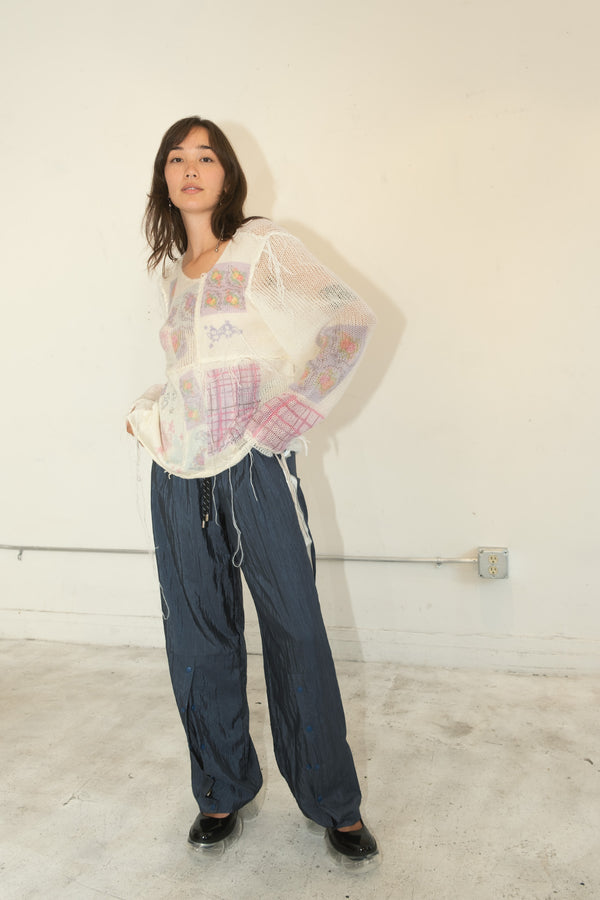Silk Nylon Split Track Pant (Raindrop)