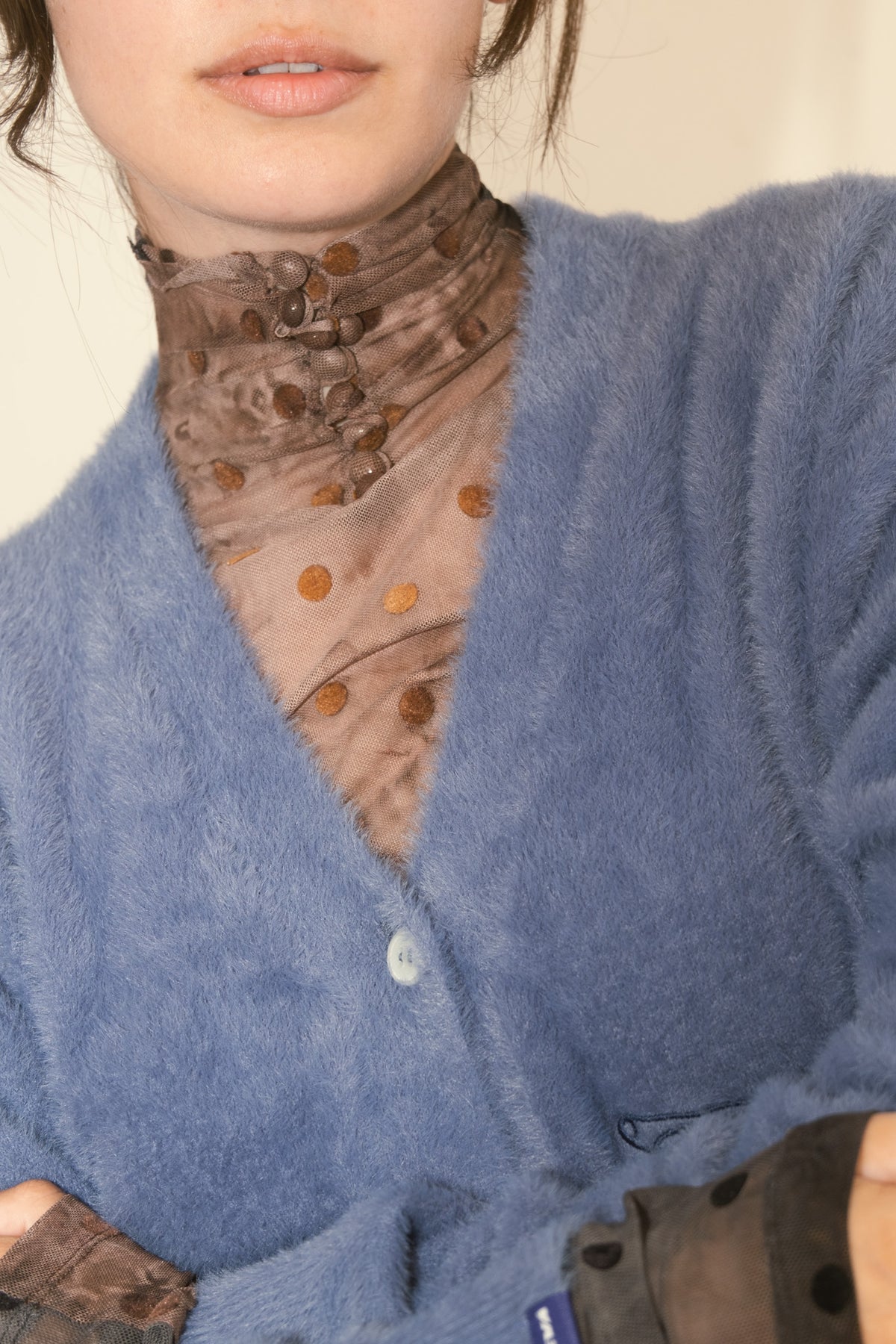 Fuzz Mohair Cardigan (Blue)