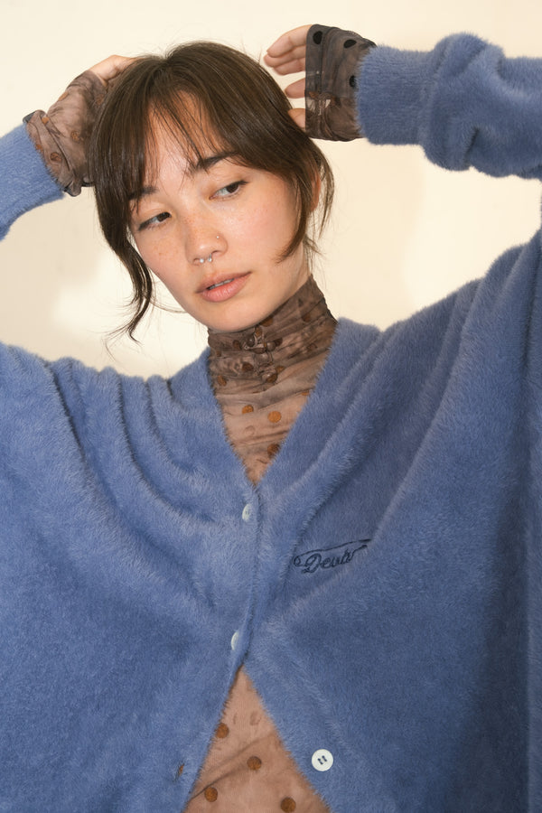 Fuzz Mohair Cardigan (Blue)