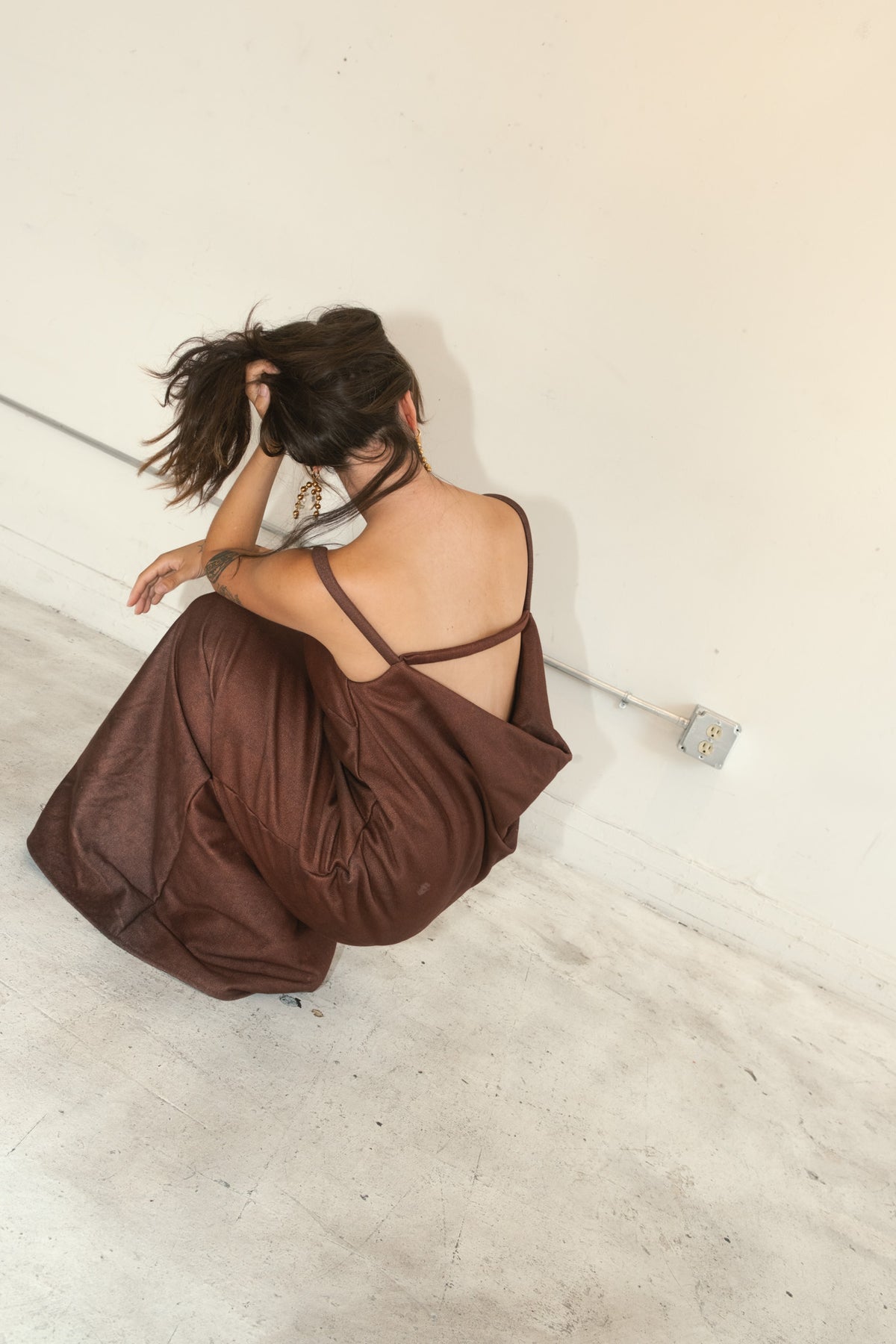 Terry Open Back Dress (Mudwater)