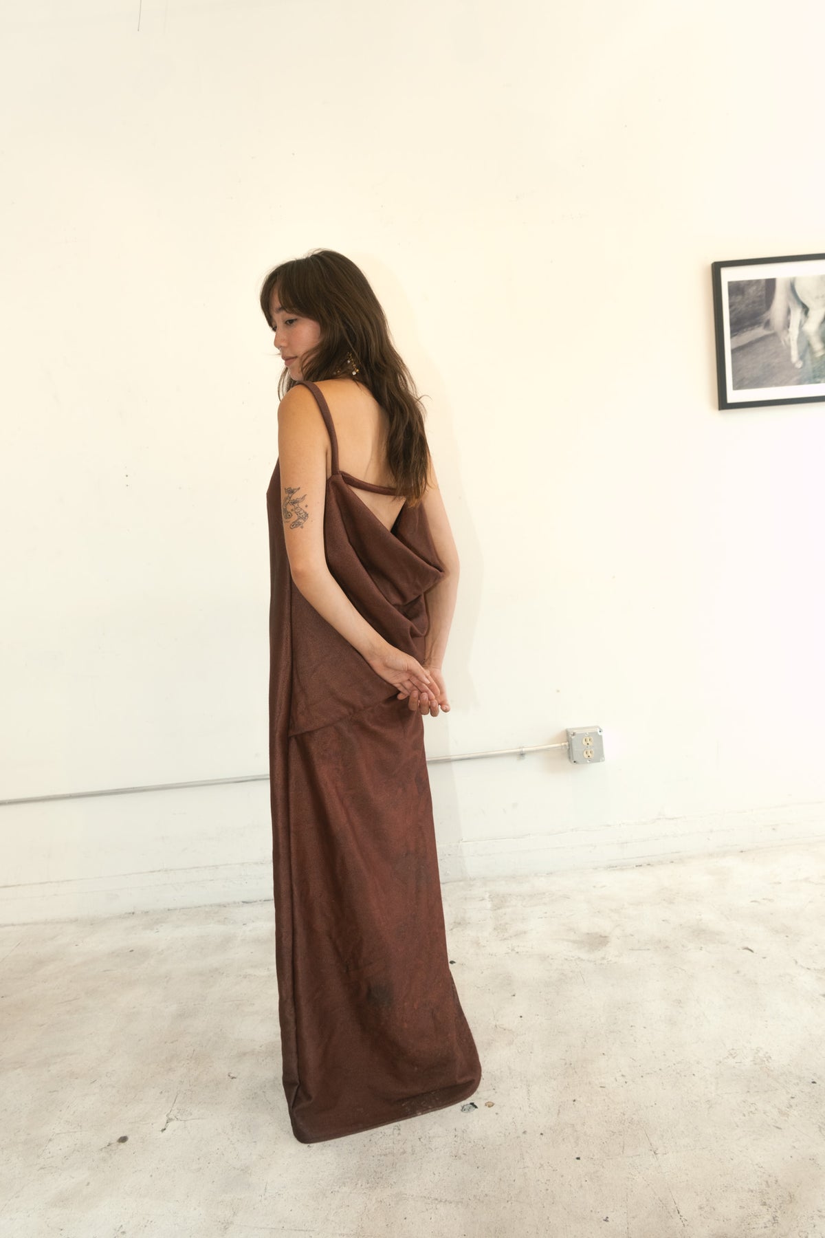 Terry Open Back Dress (Mudwater)