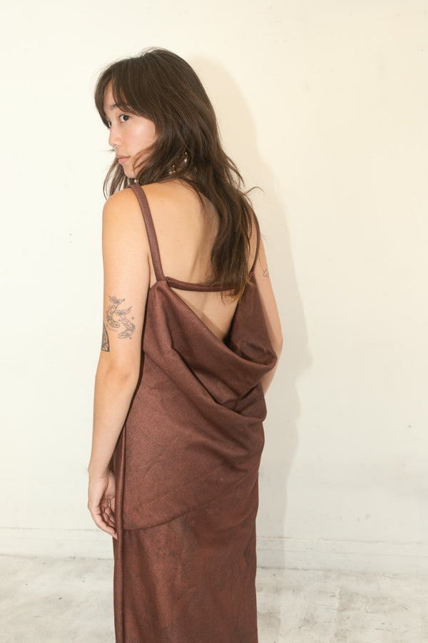 Terry Open Back Dress (Mudwater)