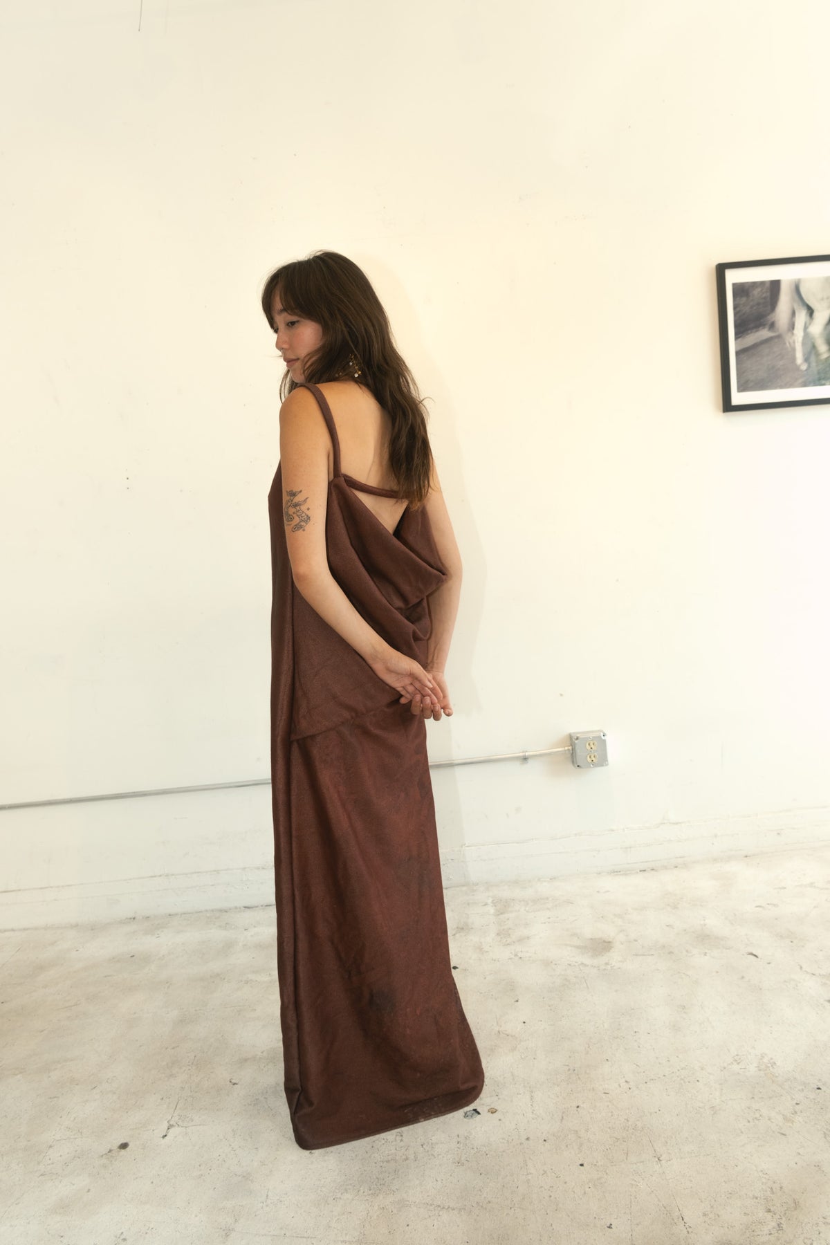 Terry Open Back Dress (Mudwater)