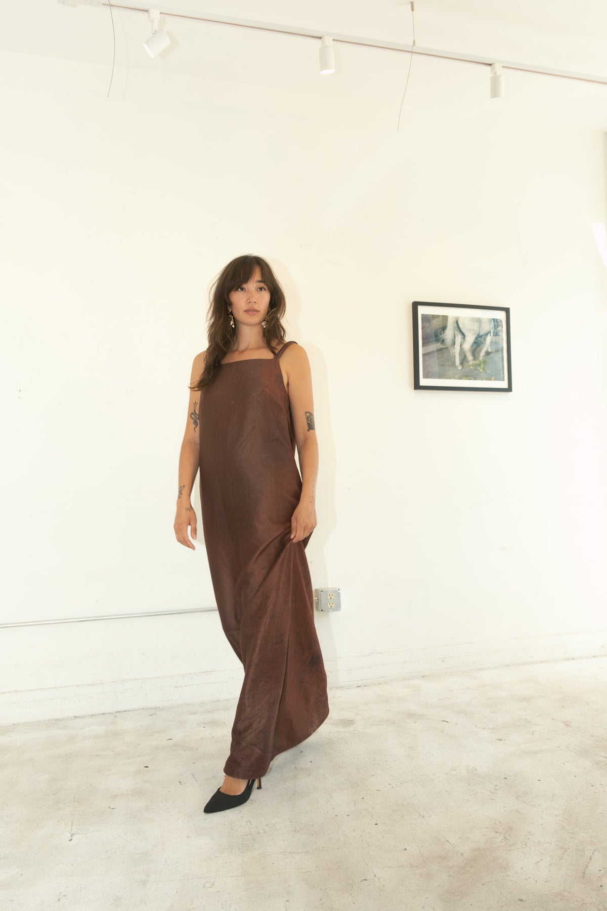 Terry Open Back Dress (Mudwater)