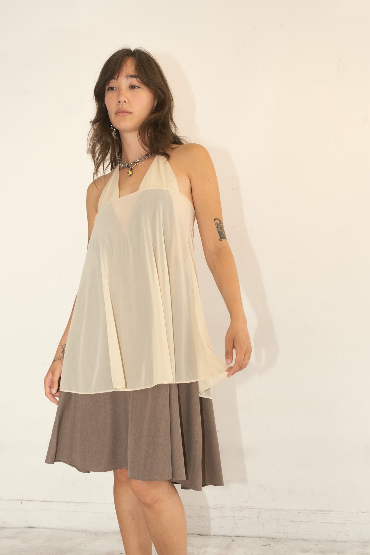 Double Halter Dress (Beige)