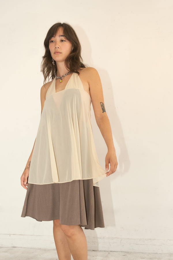 Double Halter Dress (Beige)