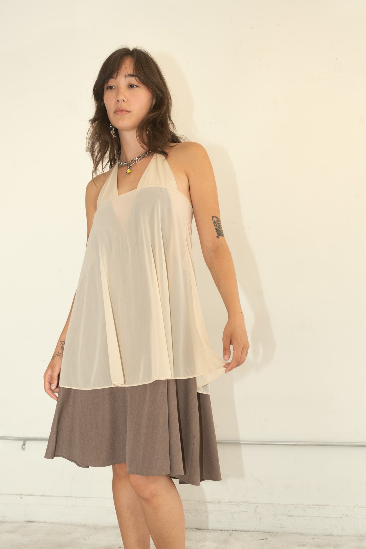 Double Halter Dress (Beige)