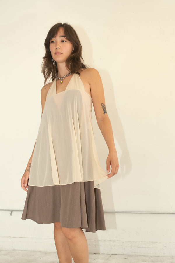 Double Halter Dress (Beige)