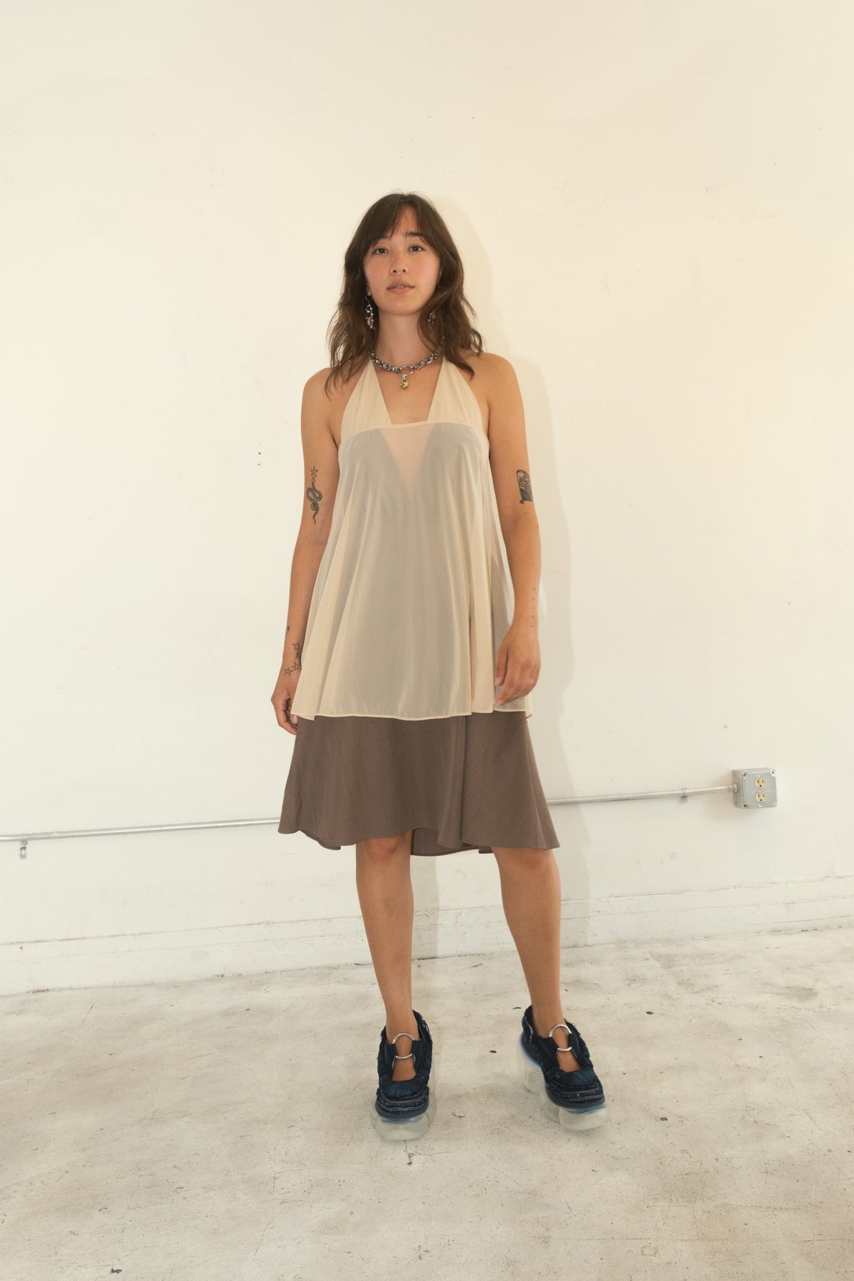 Double Halter Dress (Beige)