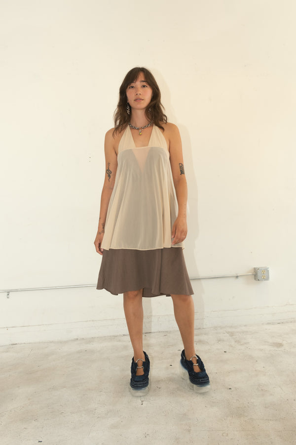 Double Halter Dress (Beige)