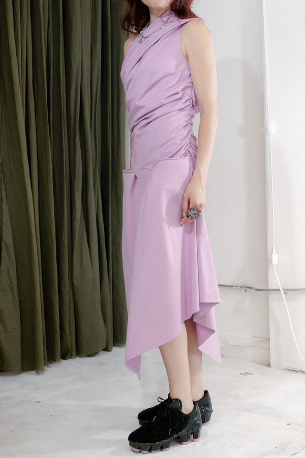 "Lakesidewalker" One Shoulder Dress (Charcoal)