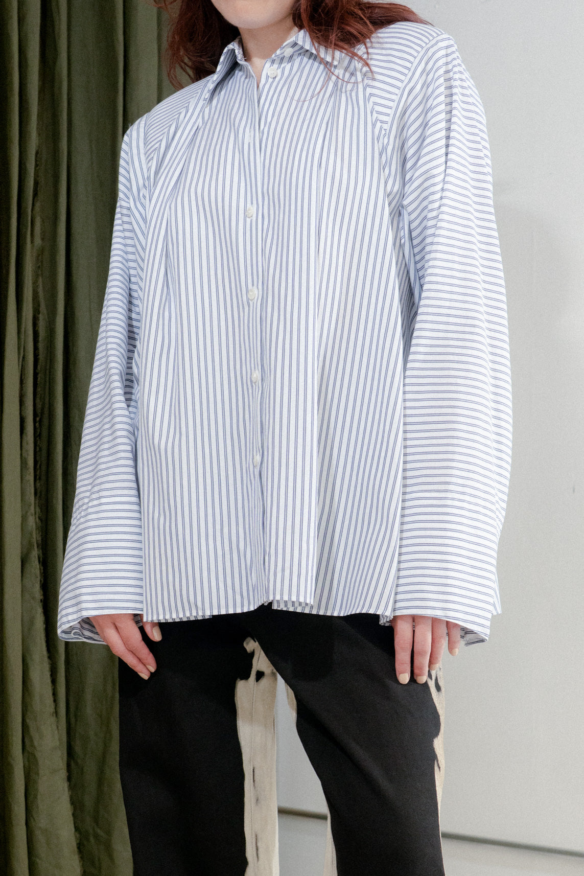 Shoulder Draped Shirt (Stripe)