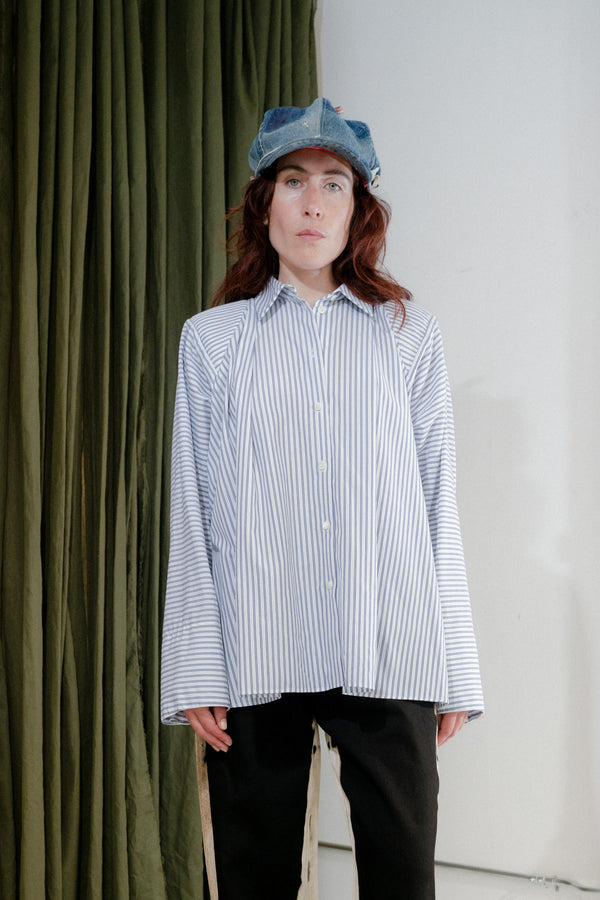 Shoulder Draped Shirt (Stripe)