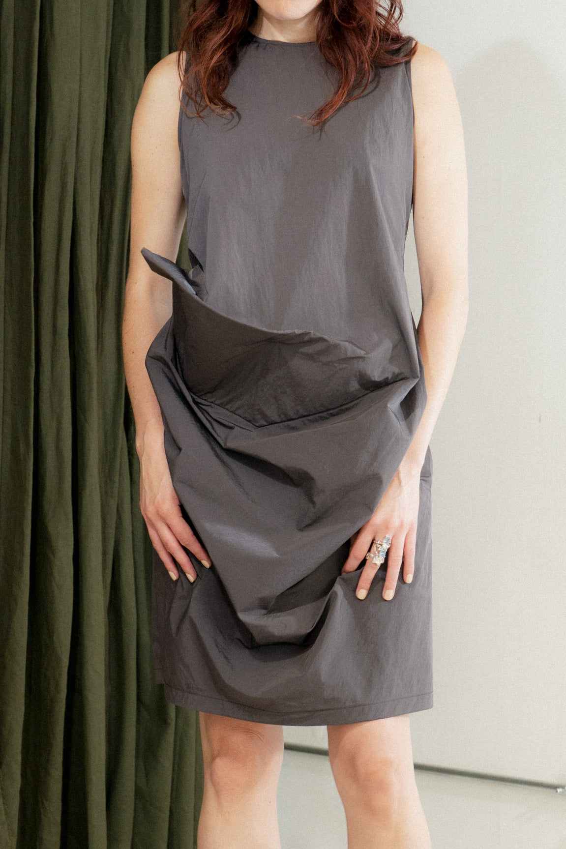 "Brutalist" Sleeveless Dress (Gray)