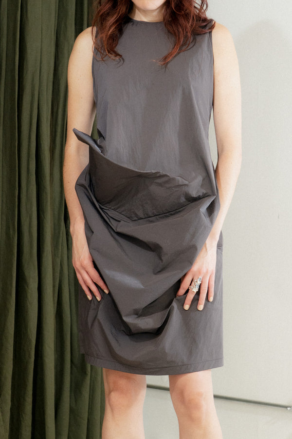 "Brutalist" Sleeveless Dress (Gray)