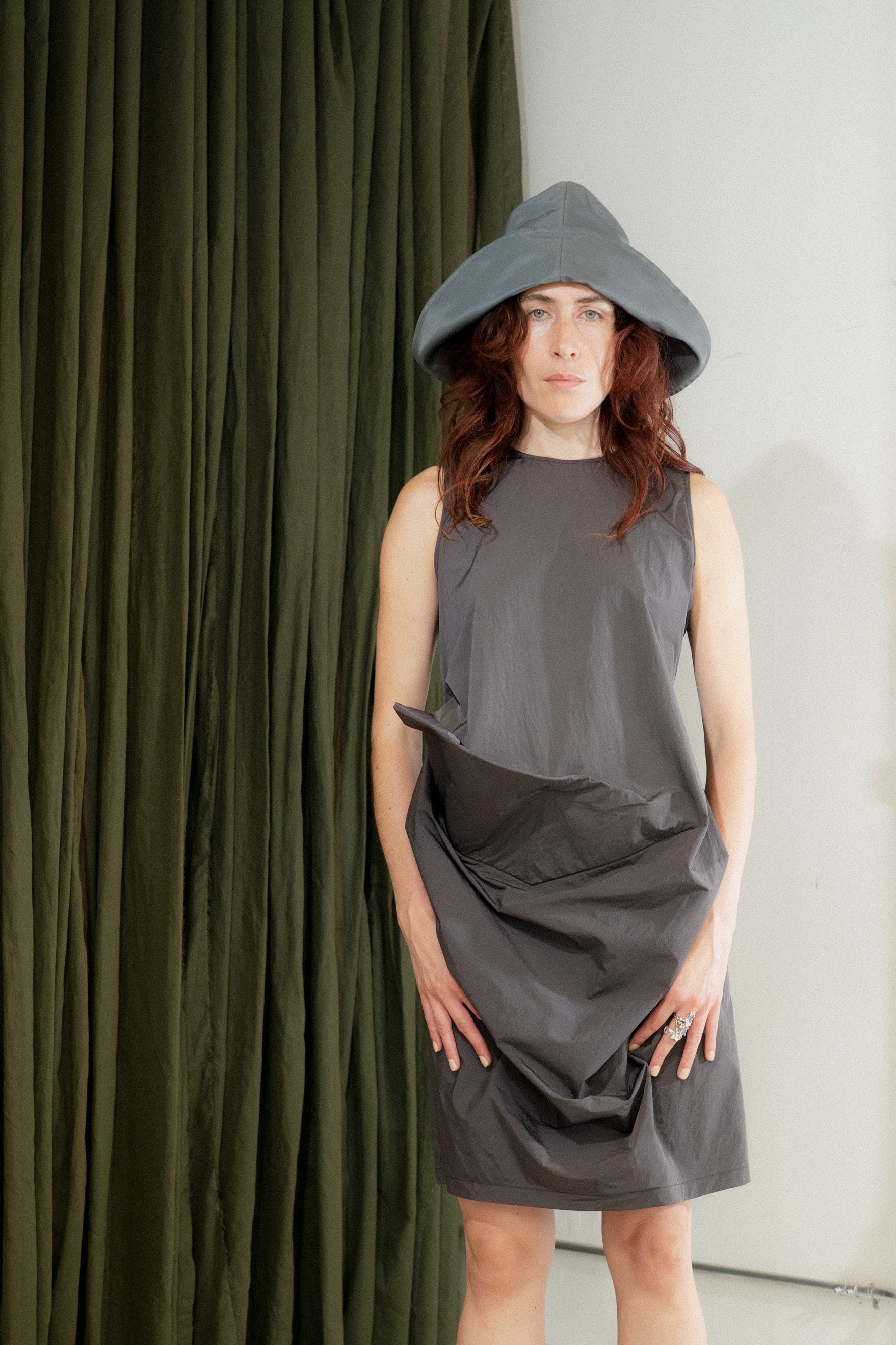 "Brutalist" Sleeveless Dress (Gray)