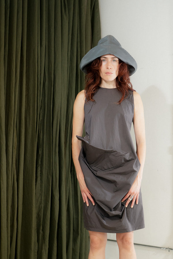 "Brutalist" Sleeveless Dress (Gray)