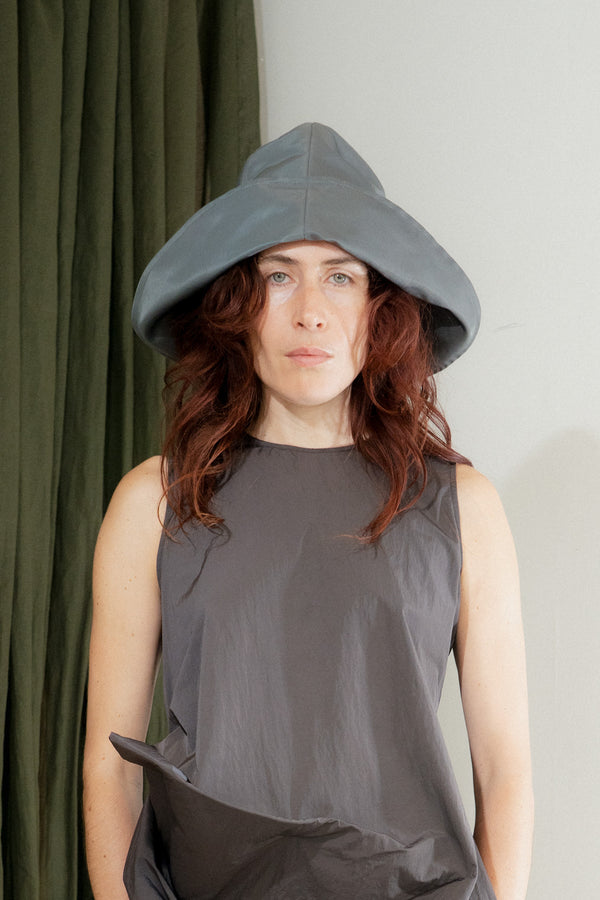 Iona Hat (Dark Grey Flight Satin)