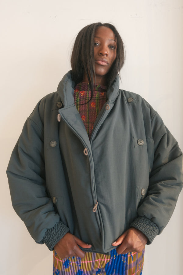 Flag Bomber Jacket (Petrol Blue)